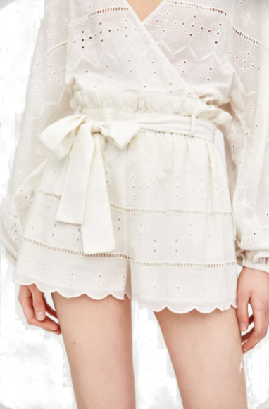 zara emroidered white shorts T